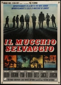 1p411 WILD BUNCH Italian 1p 1969 Sam Peckinpah cowboy classic, Ferrini art with cast silhouettes!