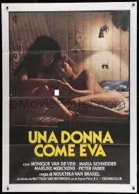 1p413 WOMAN LIKE EVE Italian 1p 1979 close up of Maria Schneider & Monique van de Ven naked in bed!