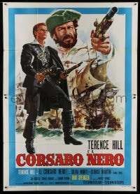 1p116 BLACKIE THE PIRATE Italian 2p 1971 cool art of Terence Hill & Bud Spencer by Renato Casaro!