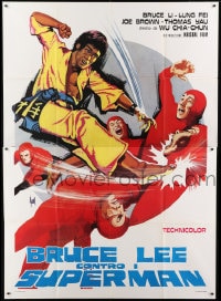 1p117 BRUCE LEE AGAINST SUPERMEN Italian 2p 1976 Yi Tao Chang, great Tino Aller kung fu art!
