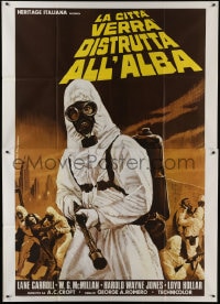1p121 CRAZIES Italian 2p 1974 George Romero, Piovano art of creepy hooded man in gas mask!