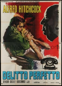 1p126 DIAL M FOR MURDER Italian 2p R1970 Cesselon art of Grace Kelly attacked + Hitchcock too!