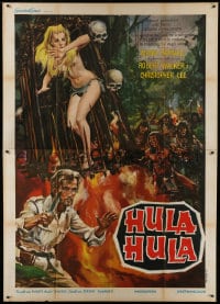 1p133 EVE Italian 2p 1969 sexy art of topless blonde burned alive by jungle natives, Hula Hula!