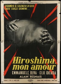 1p142 HIROSHIMA MON AMOUR Italian 2p 1959 Alain Resnais classic, completely different Longi art!
