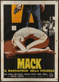 1p152 MACK Italian 2p 1974 cool artwork of man with gun standing over naked woman!