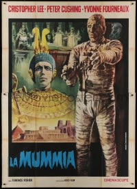 1p158 MUMMY Italian 2p R1960s Hammer horror, different Piovano art of monster Christopher Lee!