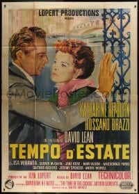 1p179 SUMMERTIME Italian 2p R1964 different art of Katharine Hepburn & Rossano Brazzi!