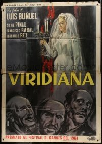 1p189 VIRIDIANA Italian 2p 1962 Luis Bunuel, Longi art of bride Silvia Pinal with candles, rare!