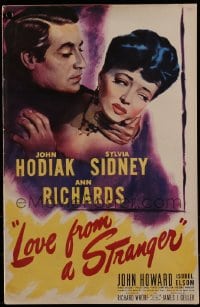 1p067 LOVE FROM A STRANGER pressbook 1947 John Hodiak, Sylvia Sidney, a fatal fascination!