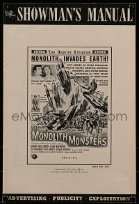 1p075 MONOLITH MONSTERS pressbook 1957 classic Reynold Brown sci-fi art of living skyscrapers!
