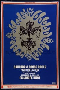 1p025 SANTANA/GRASS ROOTS/PACIFIC GAS & ELECTRIC 14x21 music poster 1968 Wes Wilson art!