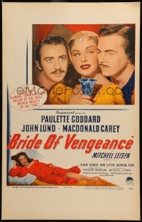 1p212 BRIDE OF VENGEANCE WC 1949 art of sexy Paulette Goddard, John Lund, Macdonald Carey!