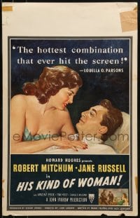 1p241 HIS KIND OF WOMAN WC 1951 Zamparelli art of Robert Mitchum & sexy Jane Russell, Howard Hughes