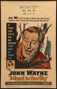 1p251 ISLAND IN THE SKY WC 1953 William Wellman, close up art of big John Wayne in tree!