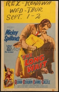 1p259 LONG WAIT WC 1954 Mickey Spillane, art of Anthony Quinn & sexy girl with gun!