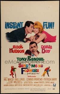 1p285 SEND ME NO FLOWERS WC 1964 great image of Rock Hudson, Doris Day & Tony Randall!