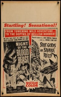 1p286 SHE GODS OF SHARK REEF/NIGHT OF THE BLOOD BEAST Benton WC 1958 the depths of hellish horror!