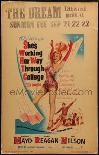 1p287 SHE'S WORKING HER WAY THROUGH COLLEGE WC 1952 sexy full-length Virginia Mayo, Ronald Reagan