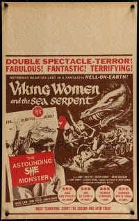 1p304 VIKING WOMEN & SEA SERPENT/ASTOUNDING SHE MONSTER Benton WC 1958 double spectacle-terror!