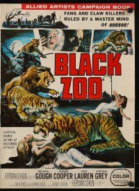 1p038 BLACK ZOO pressbook 1963 cool horror images of fang & claw killers stalking the city streets!