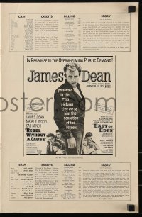 1p049 EAST OF EDEN/REBEL WITHOUT A CAUSE pressbook 1957 James Dean, overwhelming public demand!