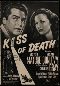 1p063 KISS OF DEATH pressbook 1947 wonderful intentional black & white classic film noir image!