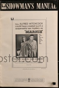1p071 MARNIE pressbook 1964 Sean Connery & Tippi Hedren in Hitchcock's suspenseful sex mystery!