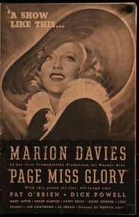 1p083 PAGE MISS GLORY pressbook 1935 make merry with Marion Davies, Pat O'Brien, Dick Powell!