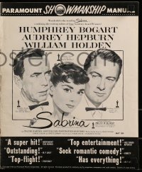 1p095 SABRINA pressbook 1954 Audrey Hepburn between Humphrey Bogart & William Holden, Billy Wilder!