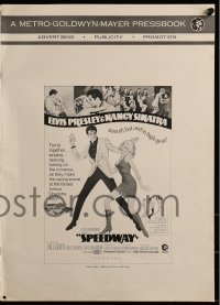 1p098 SPEEDWAY pressbook 1968 art of Elvis Presley dancing with sexy Nancy Sinatra in boots!