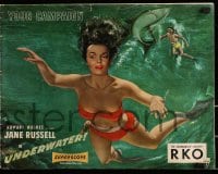 1p103 UNDERWATER pressbook 1955 Howard Hughes, Feg Murray art of sexy skin diver Jane Russell!