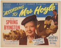 1r006 ACCORDING TO MRS HOYLE TC 1951 when Spring Byington turns on her charm, hard guys weaken!
