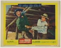 1r386 BIG COUNTRY LC #4 1958 great close up of Gregory Peck punching Chuck Connors!