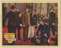 1r429 CHARLIE CHAN AT THE OLYMPICS LC 1937 Warner Oland and cops with dead body at murder scene!