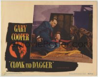 1r440 CLOAK & DAGGER LC #7 1946 Gary Cooper & Lilli Palmer hide in secret passage, Fritz Lang