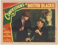 1r445 CONFESSIONS OF BOSTON BLACKIE LC 1941 Chester Morris about to beat answers out of crook!