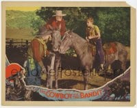 1r451 COWBOY & THE BANDIT LC 1935 Rex Lease & William Desmond stare at Bobby Nelson on horse!
