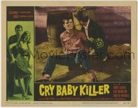 1r454 CRY BABY KILLER LC #1 1958 close up of bound Jack Nicholson with bloody lip in his 1st movie!