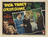 1r473 DICK TRACY MEETS GRUESOME LC #2 1947 Boris Karloff holds pistol on two guys in laboratory!