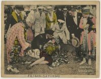 1r496 EYE FOR EYE LC 1918 crowd of uniformed men & clown help fallen Alla Nazimova, rare!