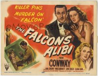 1r086 FALCON'S ALIBI TC 1946 art of detective Tom Conway in tuxedo with pretty Rita Corday!