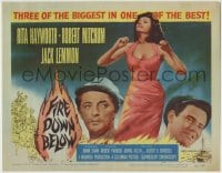 1r089 FIRE DOWN BELOW TC 1957 full-length sexy Rita Hayworth, Robert Mitchum & Jack Lemmon!