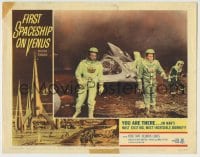 1r511 FIRST SPACESHIP ON VENUS LC #6 1962 cool image of astronauts & ship on planet's surface!