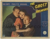 1r532 GHOST BREAKERS LC 1940 spooky c/u of scared Bob Hope, Goddard & Paul Lukas by shadows!