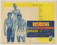 1r098 GIDGET TC 1959 cute Sandra Dee on James Darren & Cliff Robertson's shoulders!