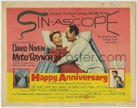 1r109 HAPPY ANNIVERSARY TC 1959 great romantic art of David Niven & Mitzi Gaynor in bed!