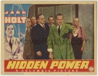 1r570 HIDDEN POWER LC 1939 group of men look at Jack Holt pointing forward, Columbia sci-fi!