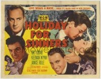 1r121 HOLIDAY FOR SINNERS TC 1952 Gig Young, Keenan Wynn, Rule, love wears a mask at Mardi Gras!