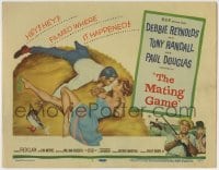 1r175 MATING GAME TC 1959 Debbie Reynolds & Tony Randall are fooling around in the hay!