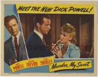 1r673 MURDER, MY SWEET LC 1944 Dick Powell as Philip Marlowe lighting Claire Trevor's cigarette!